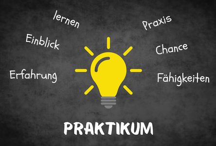 [Translate to english:] Glühlampe mit Schrift Praktikum